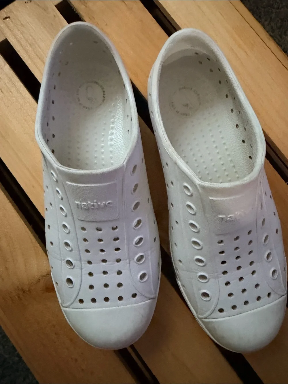 Kids White Native Slip On Shoes